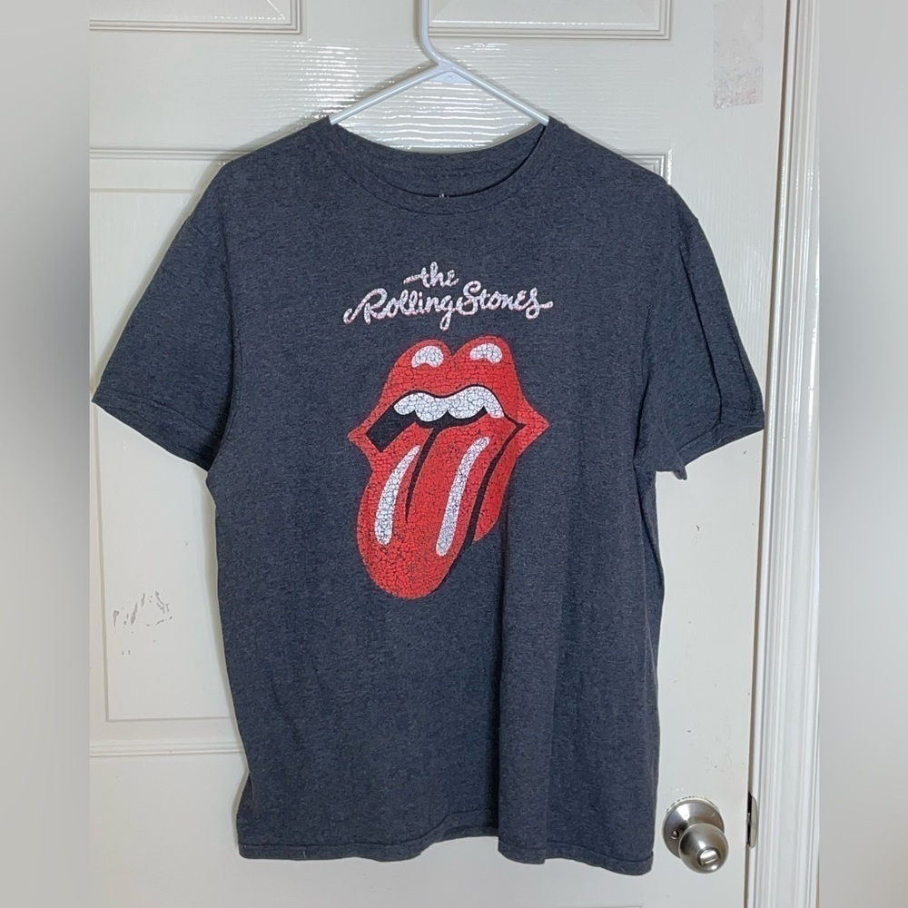 The Rolling Stones Lips Tongue Cracalled Logo 2021 Retro Gray T-Shirt Men Large  - Picture 8 of 8